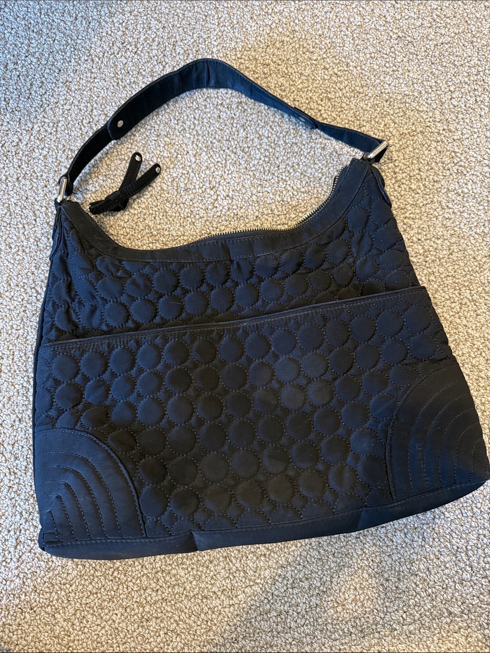 Vera Bradley Retired Baroque Inside Lining Quilted Black Shoulder Hobo Bag Purse - Picture 2 of 5